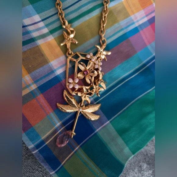 Oscar de la Renta Dragonfly Necklace with Dustbag - NWT - Picture 5 of 13